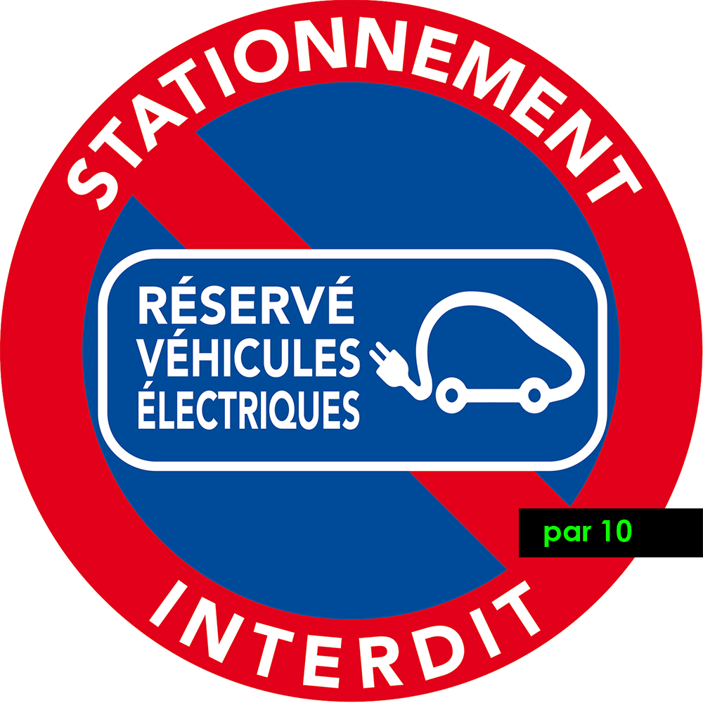 autocollant stationnement réservé aux véhicules électriques par 10